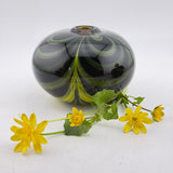 Black and Yellow Trailed and Feathered Bud Vase (Celandine)