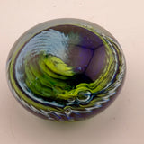 Green, Blue, Pale Blue and White "Ammonite" and Bubbles Paperweight ix