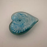 Turquoise and White Angelwing Heart Paperweight xv