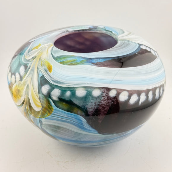 Turquoise, Teal, Amber Black and White Journey Rosebowl