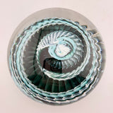 Teal, Pale Blue and White "Ammonite" and Bubbles Paperweight i