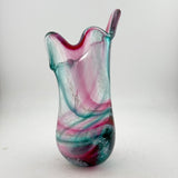 Teal and Pink Freeform  "Demo" Vase xxxiii