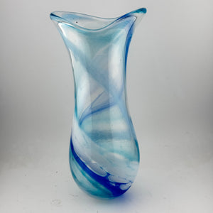 Blue, Turquoise and White Freeform  "Demo" Vase iixx