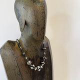 “Magpie” Glass Bead and Silver Necklace ii 43 cm