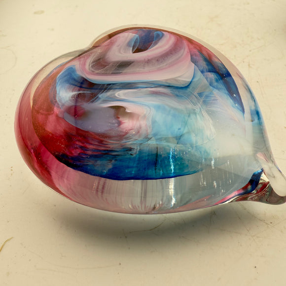 Pink, Blue and Turquoise Heart Paperweight