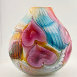 Pink,Turquoise, Yellow and White Oval "Journey"  Vase