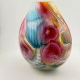 Pink,Turquoise, Yellow and White Oval "Journey"  Vase