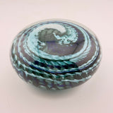 Teal and White "Ammonite" and Bubbles Paperweight iii