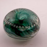 Teal, and White "Ammonite" and Bubbles Paperweight vii