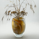 “Scorched” Vase with Heavy Clear Glass Base