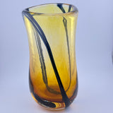 Amber and Black Heavy Triform Flower Vase