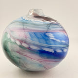 Pink, Turquoise, Teal, Black and White Journey Round Vase