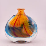 Orange and Turquoise Oval Flask