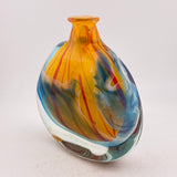 Orange and Turquoise Oval Flask