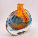 Orange and Turquoise Oval Flask