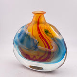 Orange and Turquoise Oval Flask