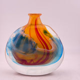 Orange and Turquoise Oval Flask