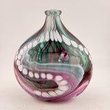 Pink, Teal and White Oval "Journey"  Vase