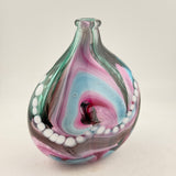 Pink, Teal and White Oval "Journey"  Vase