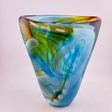 Turquoise, Amber and White "Water Journey"  Open Vase