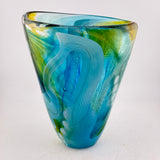 Turquoise, Amber and White "Water Journey"  Open Vase