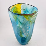 Turquoise, Amber and White "Water Journey"  Open Vase