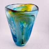 Turquoise, Amber and White "Water Journey"  Open Vase