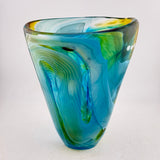 Turquoise, Amber and White "Water Journey"  Open Vase