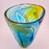 Turquoise, Amber and White "Water Journey"  Open Vase
