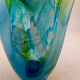 Turquoise, Amber and White "Water Journey"  Open Vase
