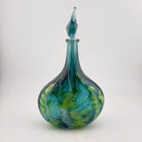 Teal, White and Green Oval Flask with Stopper
