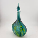 Teal, White and Green Oval Flask with Stopper