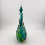 Teal, White and Green Oval Flask with Stopper