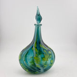 Teal, White and Green Oval Flask with Stopper