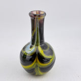Black and Yellow Trailed and Feathered Long-necked Bud Vase (Celandine)
