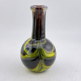 Black and Yellow Trailed and Feathered Long-necked Bud Vase (Celandine)