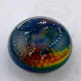 Green and Amber “Ammonite" and Bubbles Paperweight (Second)