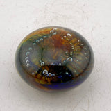 Green and Amber “Ammonite" and Bubbles Paperweight (Second)