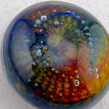 Green and Amber “Ammonite" and Bubbles Paperweight (Second)