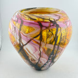 Pink, Amber and White (slightly) Oval "Journey"ish  Vase