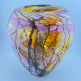 Pink, Amber and White (slightly) Oval "Journey"ish  Vase