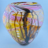 Pink, Amber and White (slightly) Oval "Journey"ish  Vase