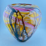 Pink, Amber and White (slightly) Oval "Journey"ish  Vase