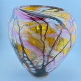 Pink, Amber and White (slightly) Oval "Journey"ish  Vase