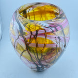 Pink, Amber and White (slightly) Oval "Journey"ish  Vase