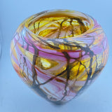 Pink, Amber and White (slightly) Oval "Journey"ish  Vase