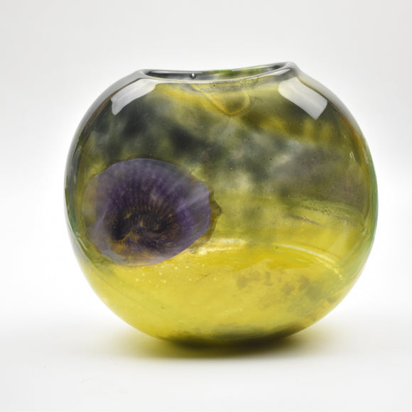 Green, Yellow and Purple Oval Vase
