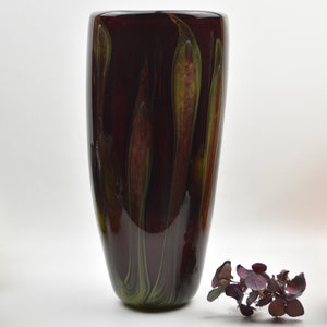 Large Claret Red and Green "Shoots" Vase