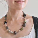 Glass Bead and Silver Necklace xv