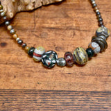 Glass Bead and Silver Necklace xi